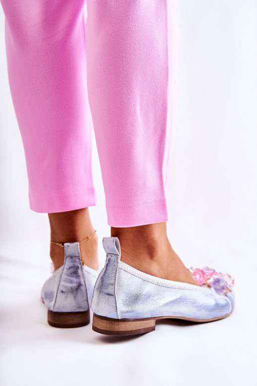 Zazoo 2749 Sieviešu Balerīnas ar mirdzošiem spīdumiem Baltas-Zilas krāsas