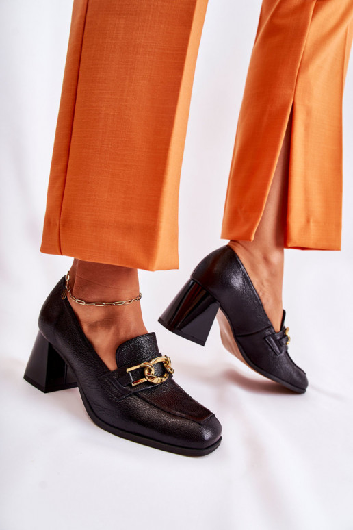 Āda Kurpes Ar ķēdi Laura Messi 2515 melnas krāsas Āda Kurpes Ar ķēdi Laura Messi 2515 melnas krāsas