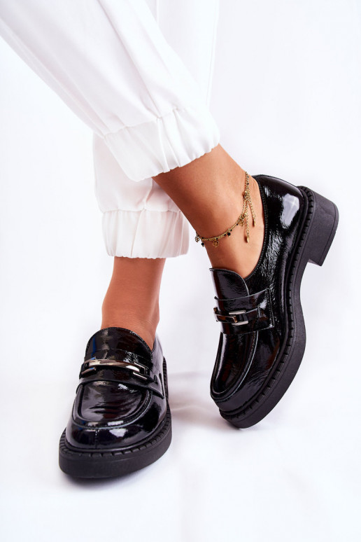 Laque apavi Ar sudraba rotājumu melnas krāsas Lemar Hestill Laque apavi Ar sudraba rotājumu melnas krāsas Lemar Hestill