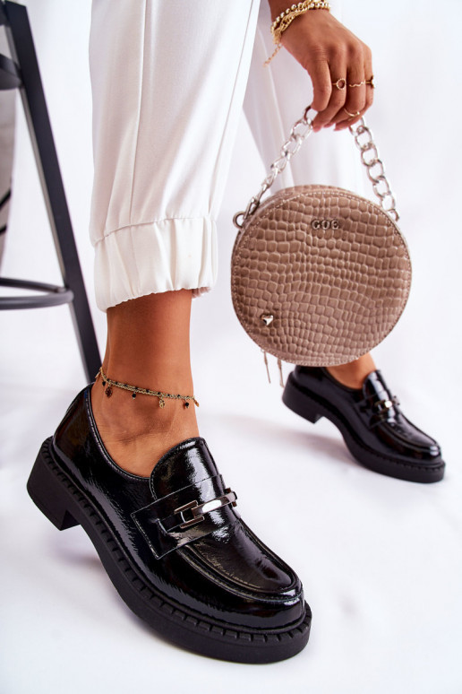 Laque apavi Ar sudraba rotājumu melnas krāsas Lemar Hestill Laque apavi Ar sudraba rotājumu melnas krāsas Lemar Hestill