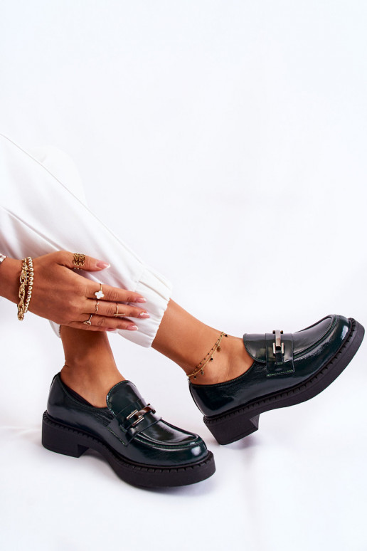 Laque apavi Ar sudraba rotājumu Zaļas krāsas Lemar Hestill Laque apavi Ar sudraba rotājumu Zaļas krāsas Lemar Hestill