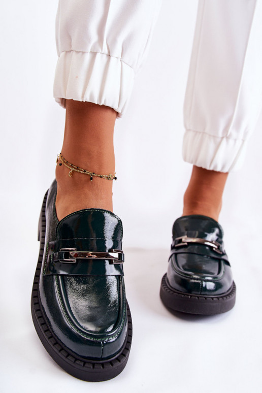 Laque apavi Ar sudraba rotājumu Zaļas krāsas Lemar Hestill Laque apavi Ar sudraba rotājumu Zaļas krāsas Lemar Hestill