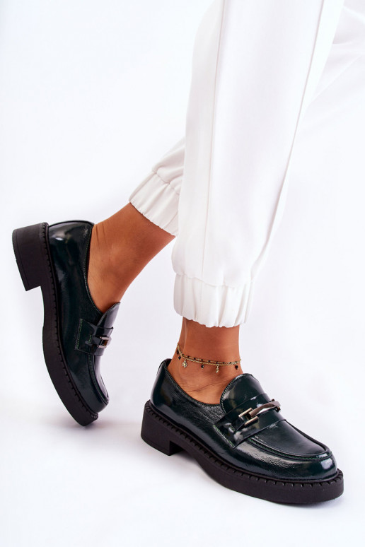 Laque apavi Ar sudraba rotājumu Zaļas krāsas Lemar Hestill Laque apavi Ar sudraba rotājumu Zaļas krāsas Lemar Hestill