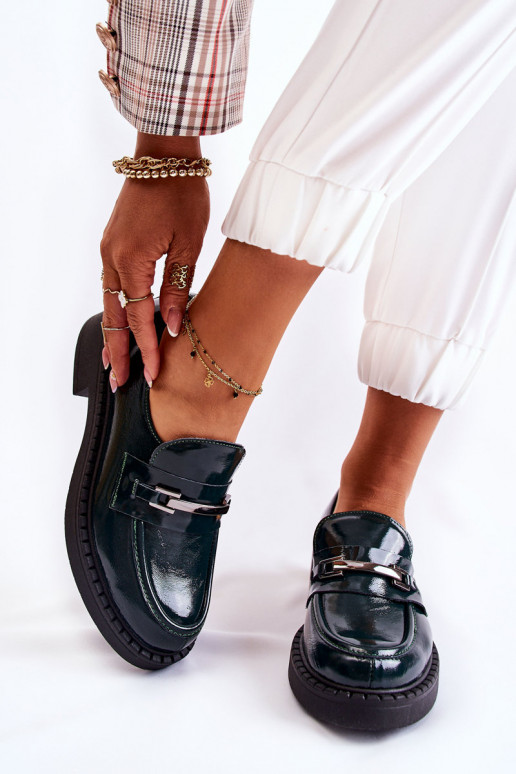 Laque apavi Ar sudraba rotājumu Zaļas krāsas Lemar Hestill Laque apavi Ar sudraba rotājumu Zaļas krāsas Lemar Hestill