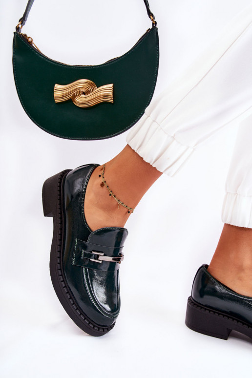 Laque apavi Ar sudraba rotājumu Zaļas krāsas Lemar Hestill Laque apavi Ar sudraba rotājumu Zaļas krāsas Lemar Hestill