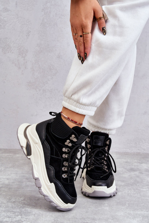 Sieviešu Augsts sporta apavi GOE KK2N4098 melnas krāsas Sieviešu Augsts sporta apavi GOE KK2N4098 melnas krāsas