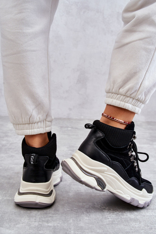 Sieviešu Augsts sporta apavi GOE KK2N4098 melnas krāsas Sieviešu Augsts sporta apavi GOE KK2N4098 melnas krāsas