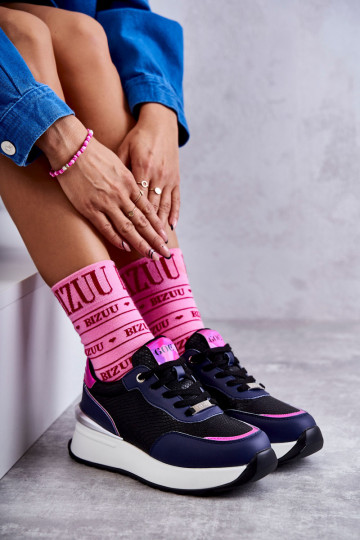 Sieviešu sporta apavi Uz Ķīļa GOE KK2N4081 Melns-tumši zilas krāsas