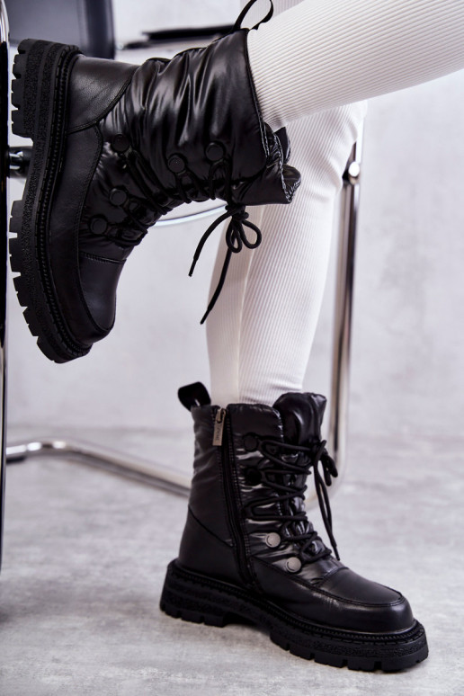 Sieviešu sniega apavi šņorējami GOE KK2N4017 melnas krāsas