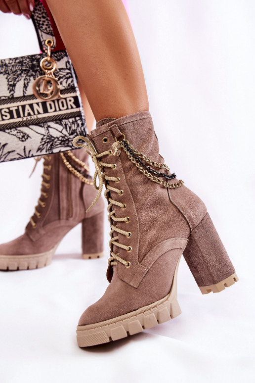 Zamšādas kurpes šņorējami Ļevskis Shoes 3244/G smilšu krāsas