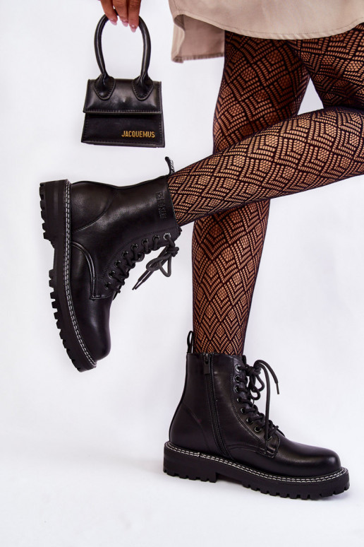 Sieviešu Sieviešu puszābaki ar platformu Big Star KK274538 melnas krāsas