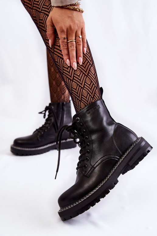 Sieviešu Sieviešu puszābaki ar platformu Big Star KK274538 melnas krāsas