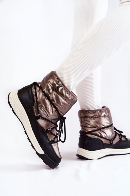 Sieviešu sniega apavi Memory Foam Big Star KK274275 pelēkas -melnas krāsas Sieviešu sniega apavi Memory Foam Big Star KK274275 pelēkas -melnas krāsas