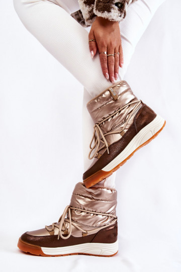 Sieviešu sniega apavi Memory Foam Big Star KK274276 Zelta krāsas-brūnas krāsas 2