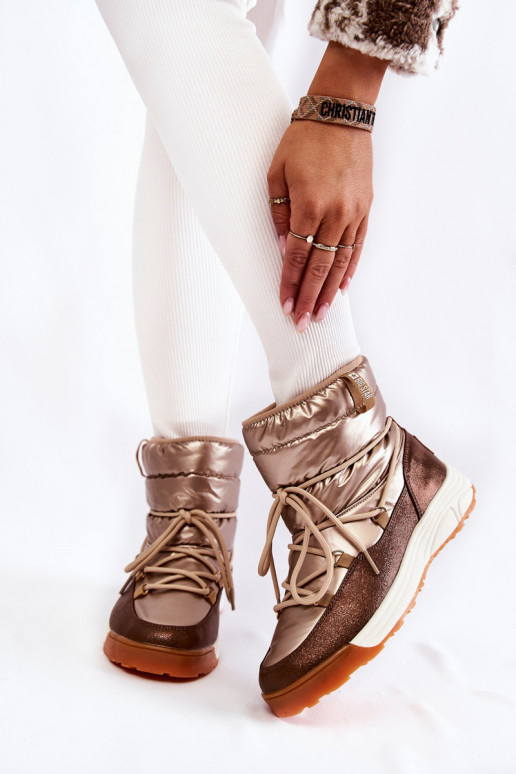 Sieviešu sniega apavi Memory Foam Big Star KK274276 Zelta krāsas-brūnas krāsas Sieviešu sniega apavi Memory Foam Big Star KK274276 Zelta krāsas-brūnas krāsas