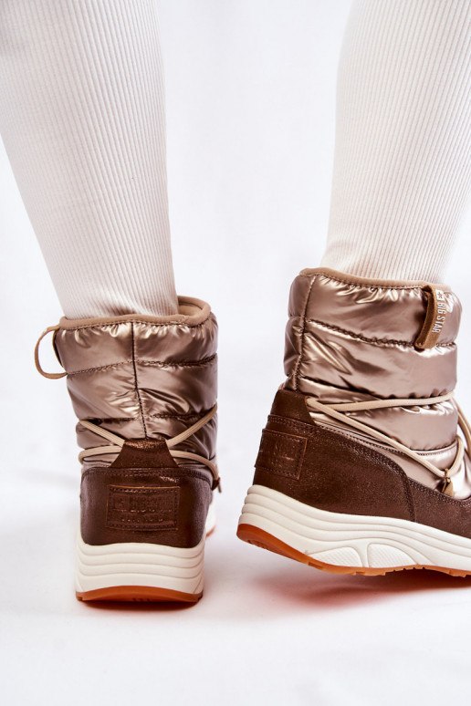 Sieviešu sniega apavi Memory Foam Big Star KK274276 Zelta krāsas-brūnas krāsas Sieviešu sniega apavi Memory Foam Big Star KK274276 Zelta krāsas-brūnas krāsas