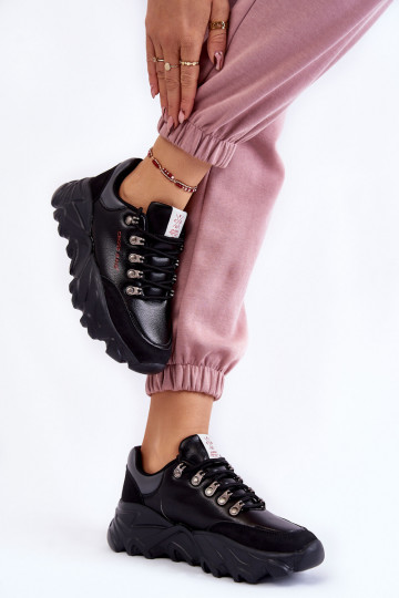 Sieviešu Sneakers modeļa apavi ar platformu Cross Jeans KK2R4073C melnas krāsas 2