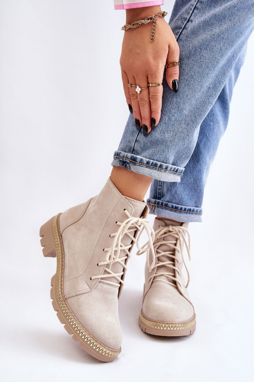 Sieviešu puszābaki ar platiem papēžiem Ļevskis Shoes 3285 Ziloņkaula krāsas