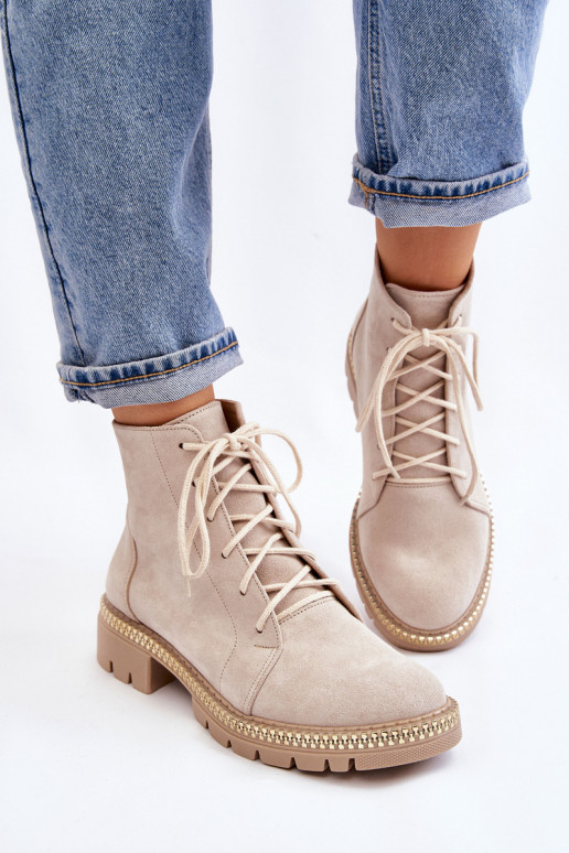 Sieviešu puszābaki ar platiem papēžiem Ļevskis Shoes 3285 Ziloņkaula krāsas