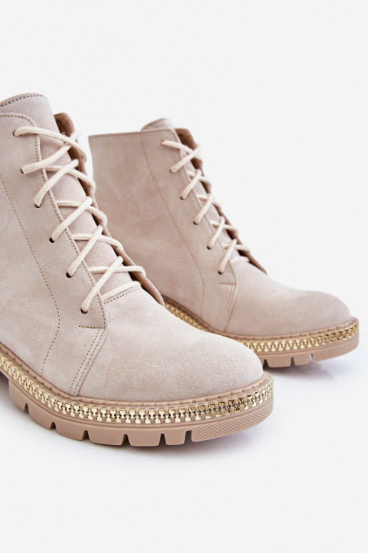 Sieviešu puszābaki ar platiem papēžiem Ļevskis Shoes 3285 Ziloņkaula krāsas