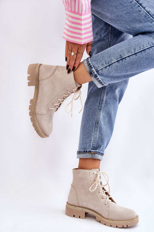 Sieviešu puszābaki ar platiem papēžiem Ļevskis Shoes 3285 Ziloņkaula krāsas