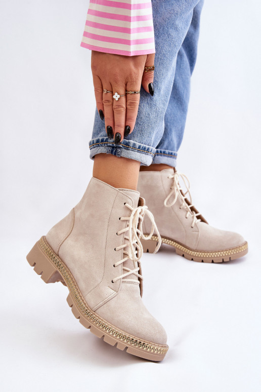 Sieviešu puszābaki ar platiem papēžiem Ļevskis Shoes 3285 Ziloņkaula krāsas