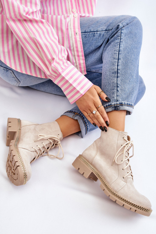 Sieviešu puszābaki ar platiem papēžiem Ļevskis Shoes 3285 Ziloņkaula krāsas