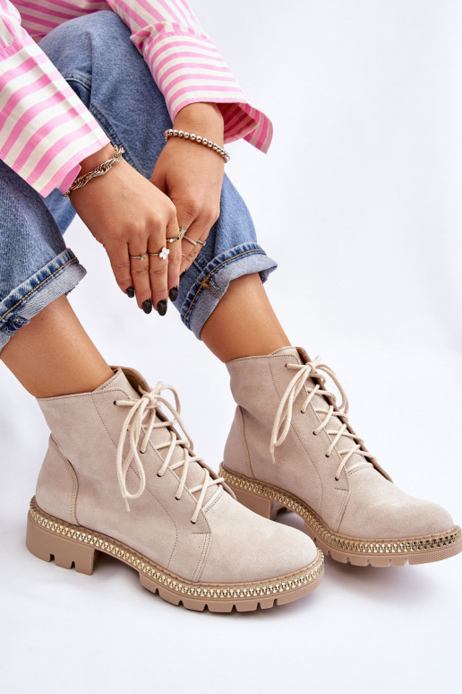 Sieviešu puszābaki ar platiem papēžiem Ļevskis Shoes 3285 Ziloņkaula krāsas