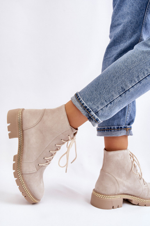 Sieviešu puszābaki ar platiem papēžiem Ļevskis Shoes 3285 Ziloņkaula krāsas