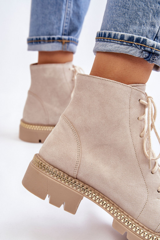 Sieviešu puszābaki ar platiem papēžiem Ļevskis Shoes 3285 Ziloņkaula krāsas