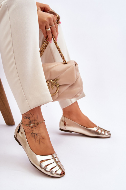 Zazoo 10009 Ērtas dabīgās ādas balerīnas Sieviešu Zelta krāsas Zazoo 10009 Ērtas dabīgās ādas balerīnas Sieviešu Zelta krāsas