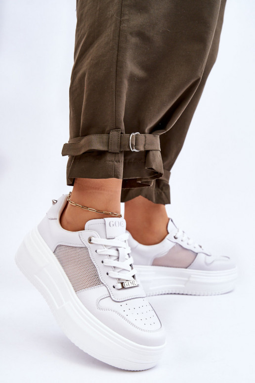 Sieviešu Klasiska modeļa sporta apavi GOE LL2N4060 baltas krāsas Sieviešu Klasiska modeļa sporta apavi GOE LL2N4060 baltas krāsas