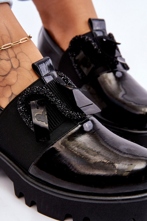 Laque apavi Ar rotājumiem melnas krāsas Keily Laque apavi Ar rotājumiem melnas krāsas Keily