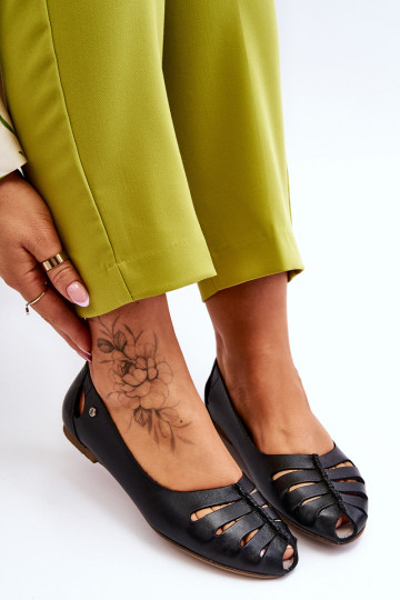 Ērtas dabīgās ādas balerīnas Sieviešu melnas krāsas Lemar Luka 2