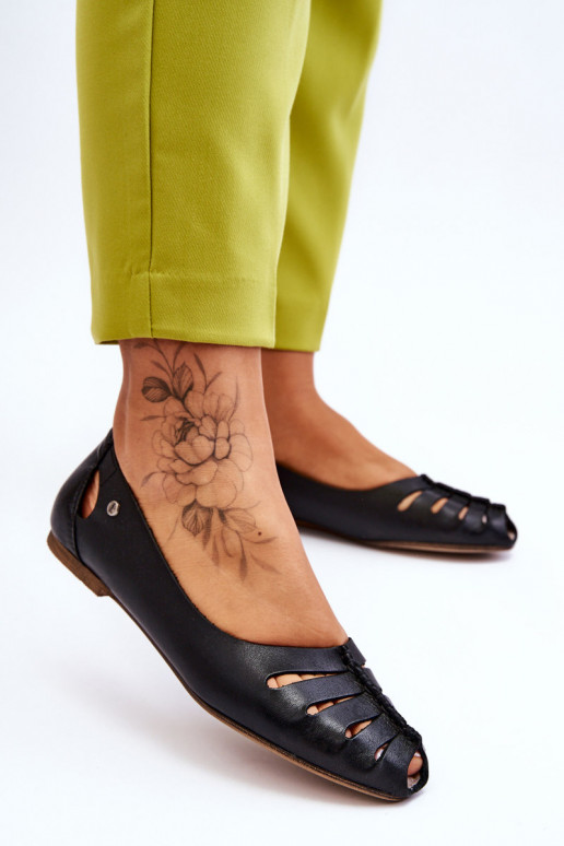 Ērtas dabīgās ādas balerīnas Sieviešu melnas krāsas Lemar Luka Ērtas dabīgās ādas balerīnas Sieviešu melnas krāsas Lemar Luka