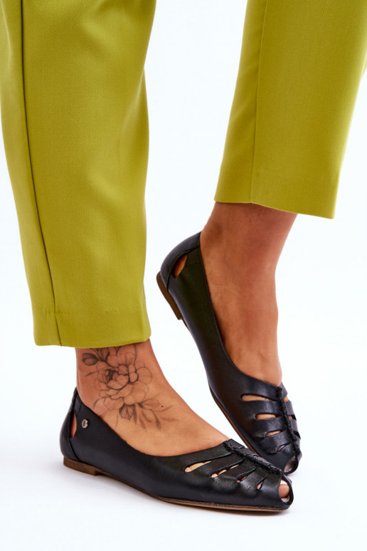 Ērtas dabīgās ādas balerīnas Sieviešu melnas krāsas Lemar Luka Ērtas dabīgās ādas balerīnas Sieviešu melnas krāsas Lemar Luka