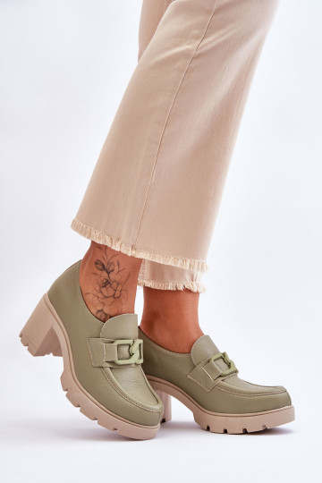 Eleganta stila apavi ar papēdi ar ornamentiem Zaļas krāsas Lemar Harmell 2