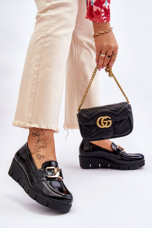 Lakoti mokasīni Uz Ķīļa melnas krāsas Lemar Felicita