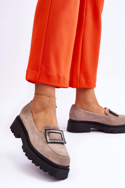 Ērti Zamšādas mokasīni smilšu krāsas Agathe Ērti Zamšādas mokasīni smilšu krāsas Agathe