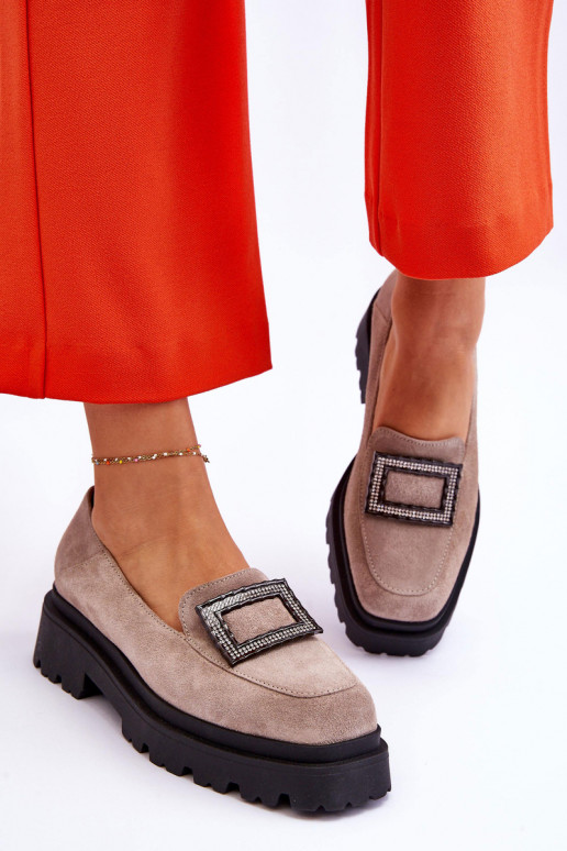 Ērti Zamšādas mokasīni smilšu krāsas Agathe Ērti Zamšādas mokasīni smilšu krāsas Agathe