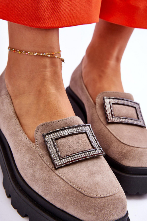 Ērti Zamšādas mokasīni smilšu krāsas Agathe Ērti Zamšādas mokasīni smilšu krāsas Agathe