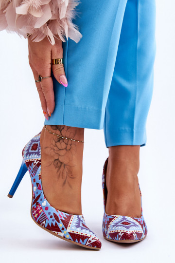 Stilīgasrnas Āda augstpapēžu kurpes Ļevskis Shoes 2659 zils-sarkanas krāsas