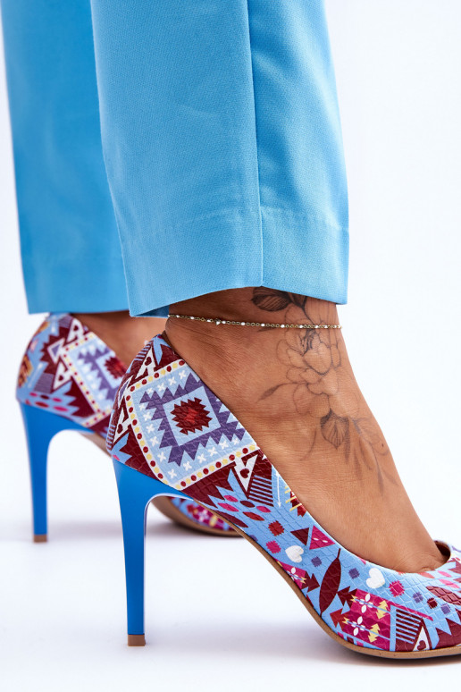 Stilīgasrnas Āda augstpapēžu kurpes Ļevskis Shoes 2659 zils-sarkanas krāsas Stilīgasrnas Āda augstpapēžu kurpes Ļevskis Shoes 2659 zils-sarkanas krāsas