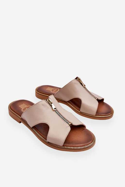 Sieviešu Čības ar dekoratīviem rāvējslēdzējiem smilšu krāsas Lemar Clarence Sieviešu Čības ar dekoratīviem rāvējslēdzējiem smilšu krāsas Lemar Clarence