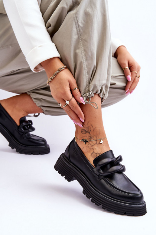 Āda Mokasīni apavi Big Star LL274580 melnas krāsas Āda Mokasīni apavi Big Star LL274580 melnas krāsas