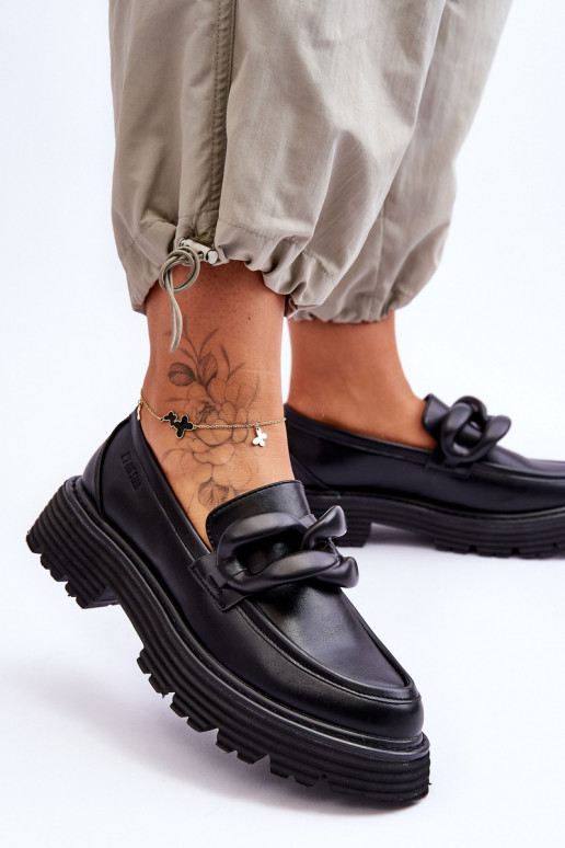 Āda Mokasīni apavi Big Star LL274580 melnas krāsas Āda Mokasīni apavi Big Star LL274580 melnas krāsas