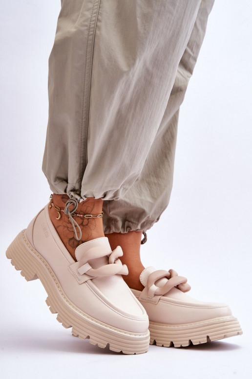 Āda Mokasīni apavi Big Star LL274581 smilšu krāsas Āda Mokasīni apavi Big Star LL274581 smilšu krāsas