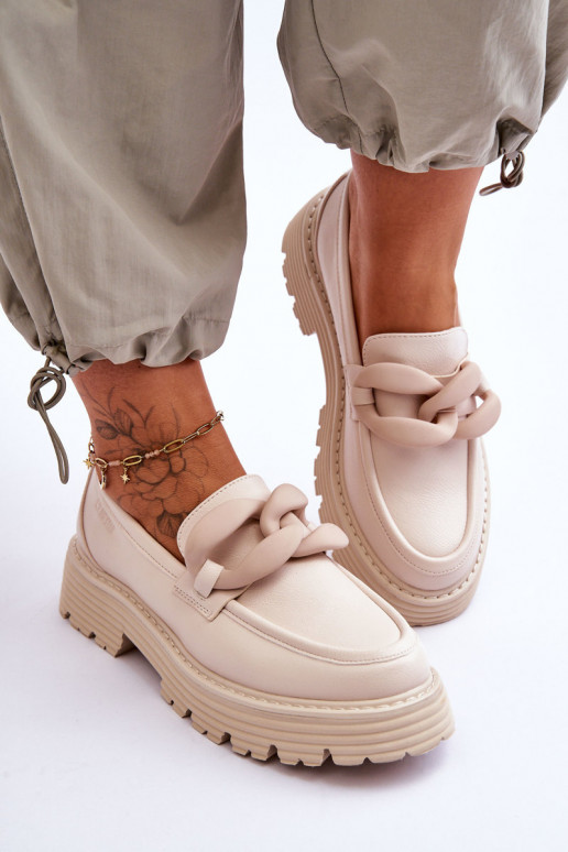 Āda Mokasīni apavi Big Star LL274581 smilšu krāsas Āda Mokasīni apavi Big Star LL274581 smilšu krāsas