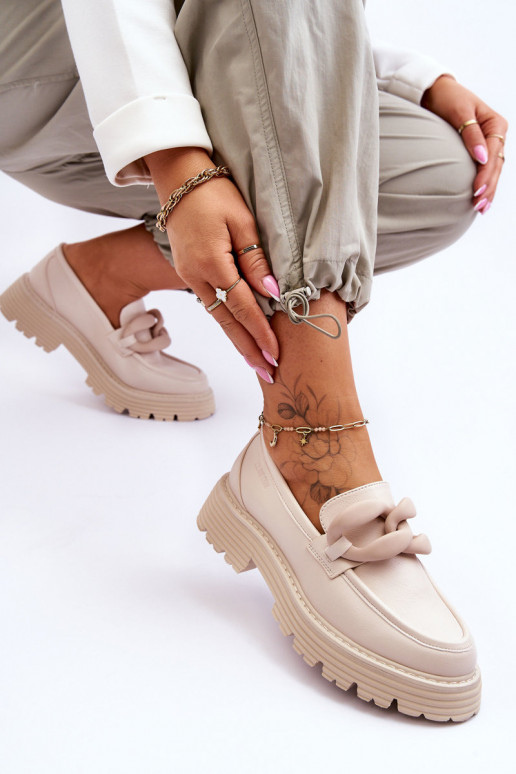 Āda Mokasīni apavi Big Star LL274581 smilšu krāsas Āda Mokasīni apavi Big Star LL274581 smilšu krāsas