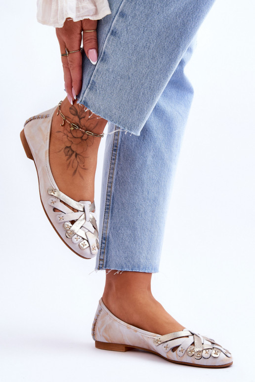 Sieviešu Balerīnas Tā irciejka 01358-22 smilšu krāsas-Zelta krāsas Sieviešu Balerīnas Tā irciejka 01358-22 smilšu krāsas-Zelta krāsas